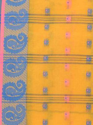 Yellow woven cotton saree  5