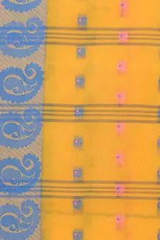 Yellow woven cotton saree 