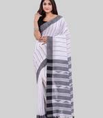 Black woven cotton saree with blouse