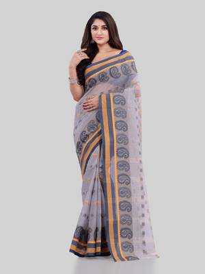 Grey woven cotton saree  1