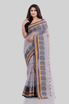 Grey woven cotton saree 