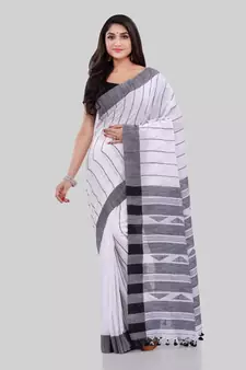 Black woven cotton saree with blouse