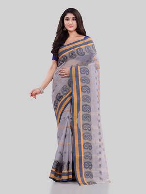 Grey woven cotton saree  2