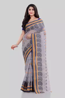 Grey woven cotton saree 