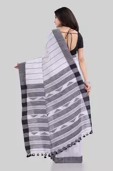 Black woven cotton saree with blouse