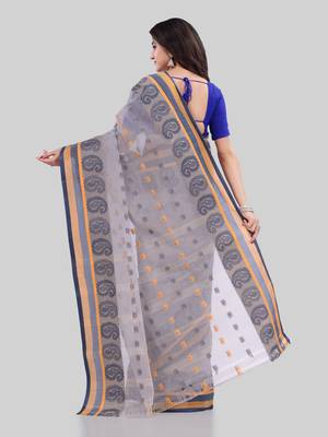 Grey woven cotton saree  3