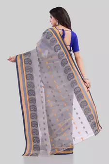 Grey woven cotton saree 
