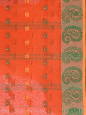 Orange  woven cotton saree  5
