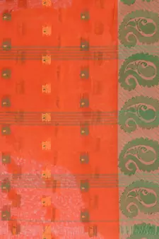 Orange  woven cotton saree 