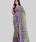 Green woven cotton saree 