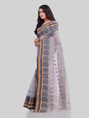 Grey woven cotton saree  4