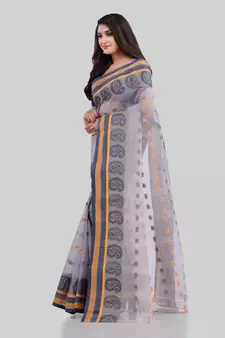 Grey woven cotton saree 