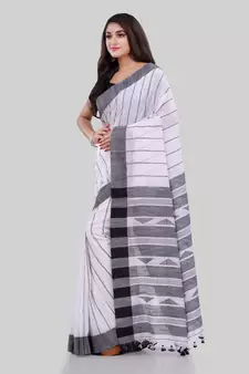 Black woven cotton saree with blouse