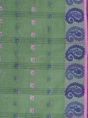 Green woven cotton saree  5