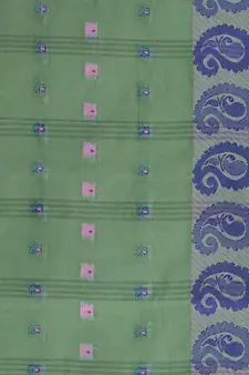 Green woven cotton saree 