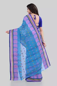 Blue woven cotton saree 
