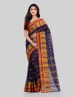 Blue woven cotton saree  1