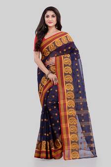 Blue woven cotton saree 