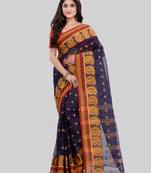 Blue woven cotton saree 