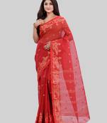 Red woven cotton saree 