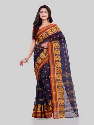 Blue woven cotton saree  2