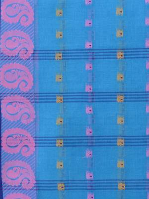 Blue woven cotton saree  5