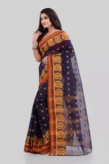 Blue woven cotton saree 