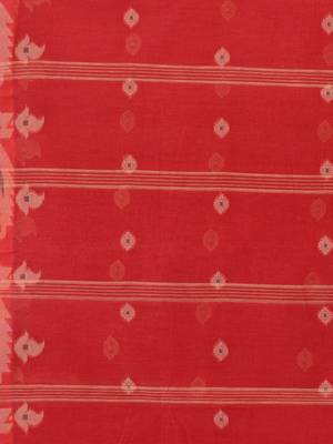 Red woven cotton saree  5