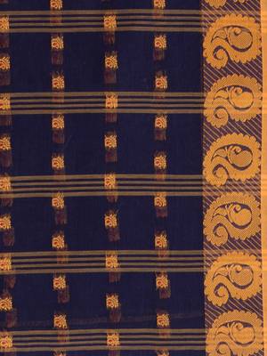 Blue woven cotton saree  5