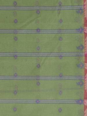 Green Woven Cotton Saree Without Blouse 5
