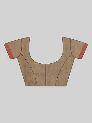 Tan woven cotton saree with blouse 5
