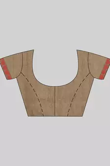 Tan woven cotton saree with blouse