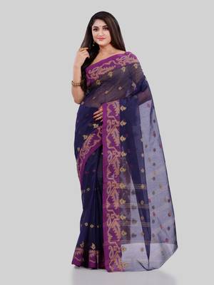 Blue woven cotton saree  1