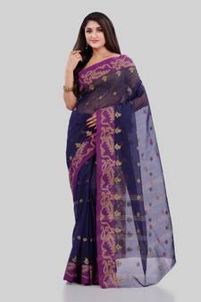 Blue woven cotton saree 