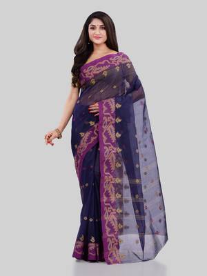 Blue woven cotton saree  2