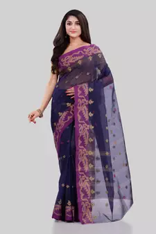 Blue woven cotton saree 