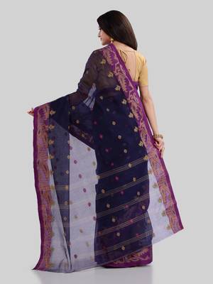 Blue woven cotton saree  3