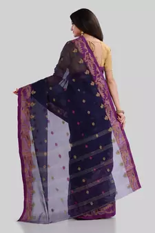 Blue woven cotton saree 