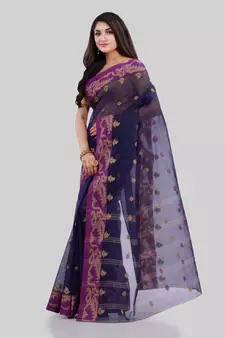 Blue woven cotton saree 