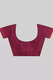 Maroon woven cotton saree with blouse
