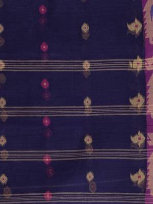 Blue woven cotton saree  5