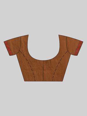 Brown woven cotton saree with blouse 5