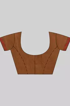 Brown woven cotton saree with blouse