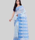 White woven cotton saree with blouse