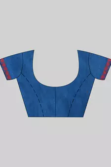 Blue woven cotton saree with blouse