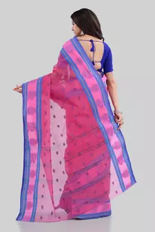 Pink Woven Cotton Saree Without Blouse