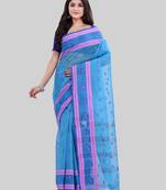 Blue woven cotton saree 