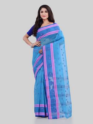 Blue woven cotton saree  2