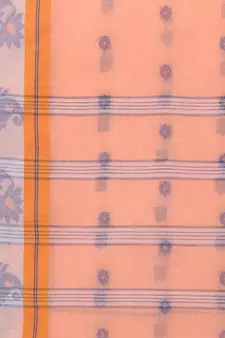 Peach Woven Cotton Saree Without Blouse