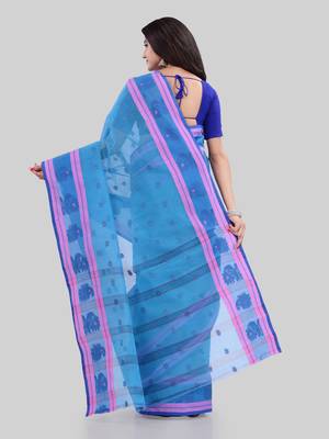 Blue woven cotton saree  3